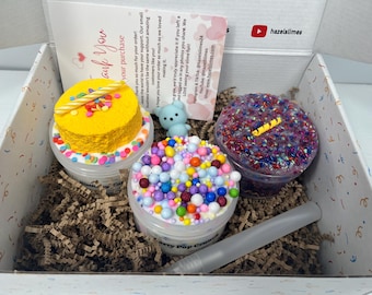 Verjaardagsslijmpakket – Slijm met taart, confetti en crunch