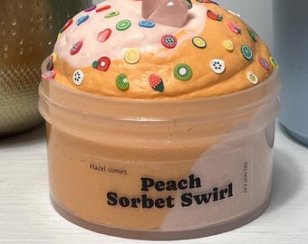Creamy Peach Slime | Butter Slime with Peach Charm | Stretchy Inflatable Slime