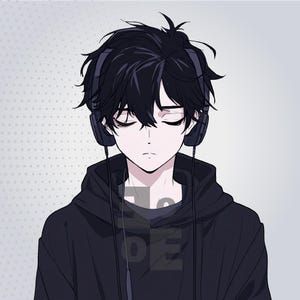 Emo Gothic Boy PNGTuber Model, Male Premade Vtuber Asset for VeadoTube Mini, Tired Eyes Anime Avatar, Instant Download image 5