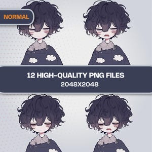 Normal expression for Gloom PNGTuber, 4 files showing blinking and talking states, 2048x2048 px