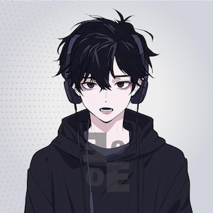 Emo Gothic Boy PNGTuber Model, Male Premade Vtuber Asset for VeadoTube Mini, Tired Eyes Anime Avatar, Instant Download image 4