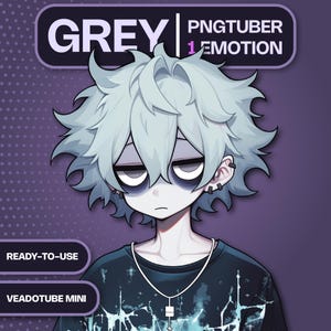 Tired Emo Boy PNGTuber Model for Veadotube Mini, Sleepy Aesthetic Blue Hair Avatar, Edgy Male Stream Asset, Virtual YouTuber Gaming Sprite