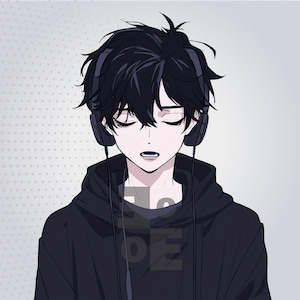 Emo Gothic Boy PNGTuber Model, Male Premade Vtuber Asset for VeadoTube Mini, Tired Eyes Anime Avatar, Instant Download image 6