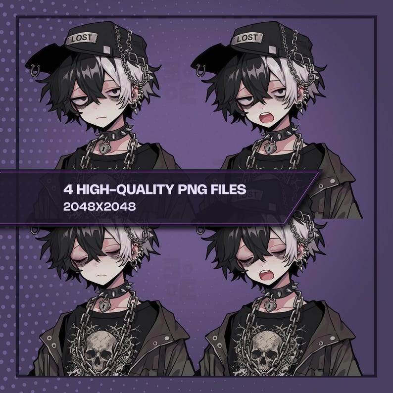 Grunge Boy Pngtuber Model for Veadotube Mini, E-boy Vtuber Asset With ...