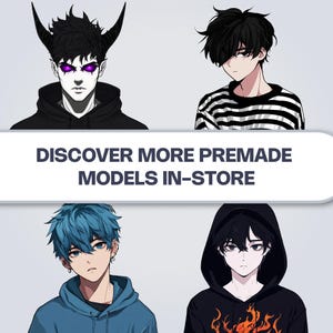 Emo Gothic Boy PNGTuber Model, Male Premade Vtuber Asset for VeadoTube Mini, Tired Eyes Anime Avatar, Instant Download image 8