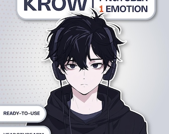 Emo Gothic Boy PNGTuber Model, Male Premade Vtuber Asset for VeadoTube Mini, Tired Eyes Anime Avatar, Instant Download