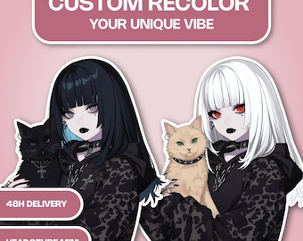 Changement de couleur personnalisé PNGTuber, Avatar d'anime personnalisé, Avatar de la commission Vtuber pour Twitch et YouTube, Premade Veadotube Mini