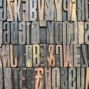 Vintage Wooden Printing Press Letters set 22(106)w