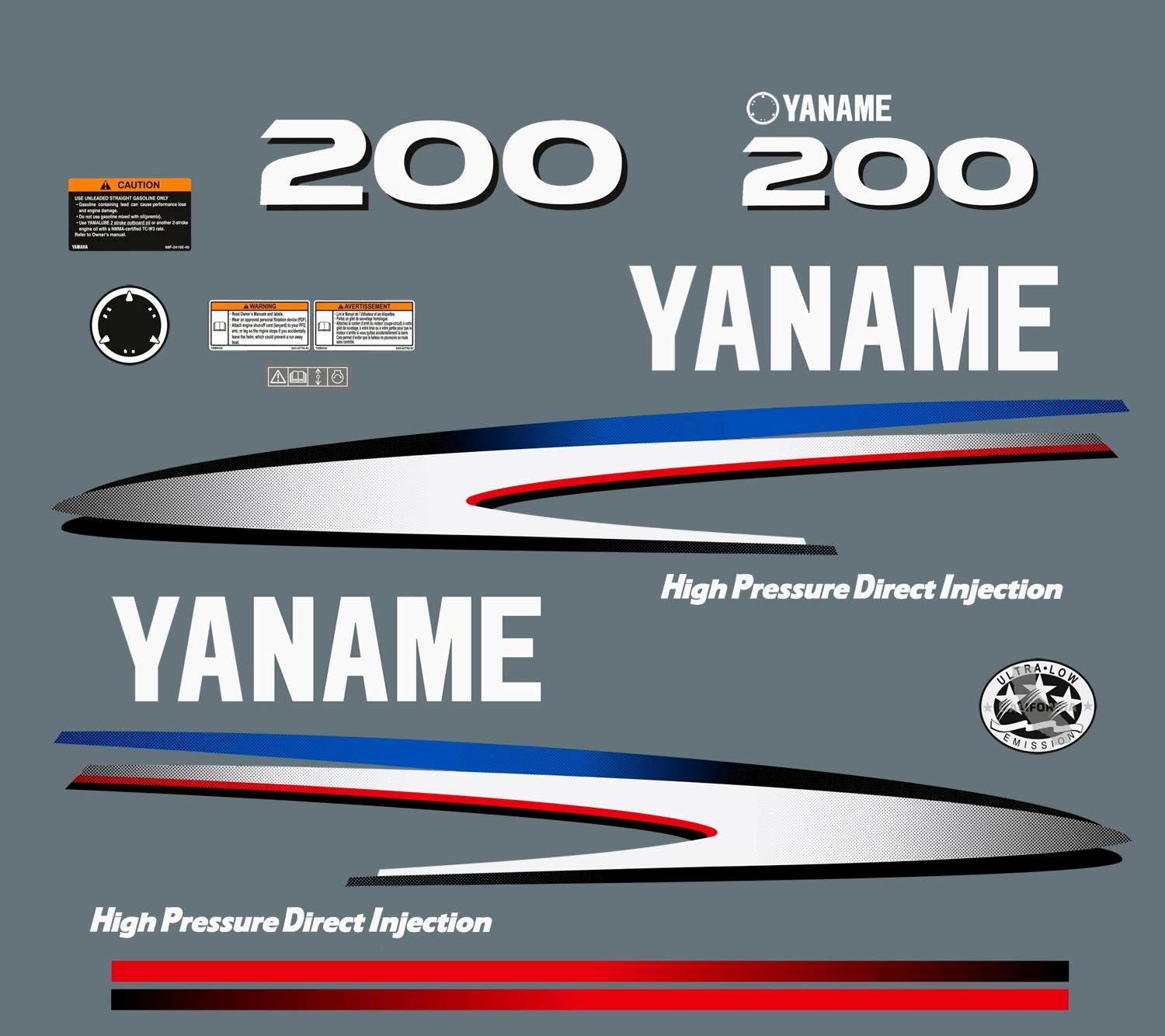 1440 Inject Sticker Vinyl Stickers Set Decals Kit Suitable for Yamaha 200 Hp Two Stroke ...
