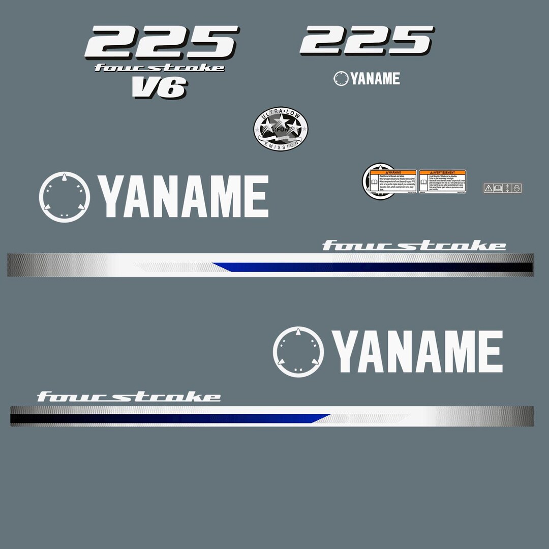 Vinyl Stickers Set Decals Kit Suitable for Yamaha 225 Hp V6 Four Stroke ...