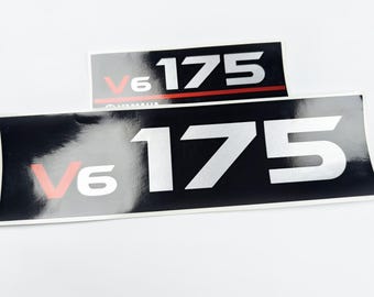 Vinyl glitter shimmer metallic silver with red stickers decals suitable for Yamaha 175 hp two-stroke V 6 outboard motor numbers 175 handmade