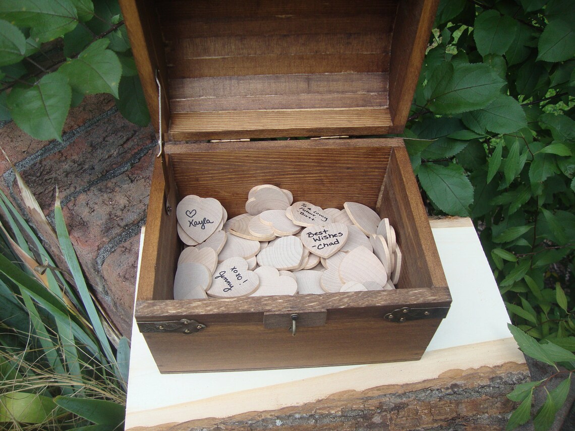 Wedding Guest Book Keepsake Box With Hearts Etsy