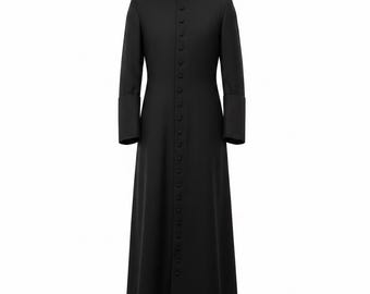 Men's Black Priest Cassock Robe - Catholic, Anglican, Orthodox Clergy Vestment