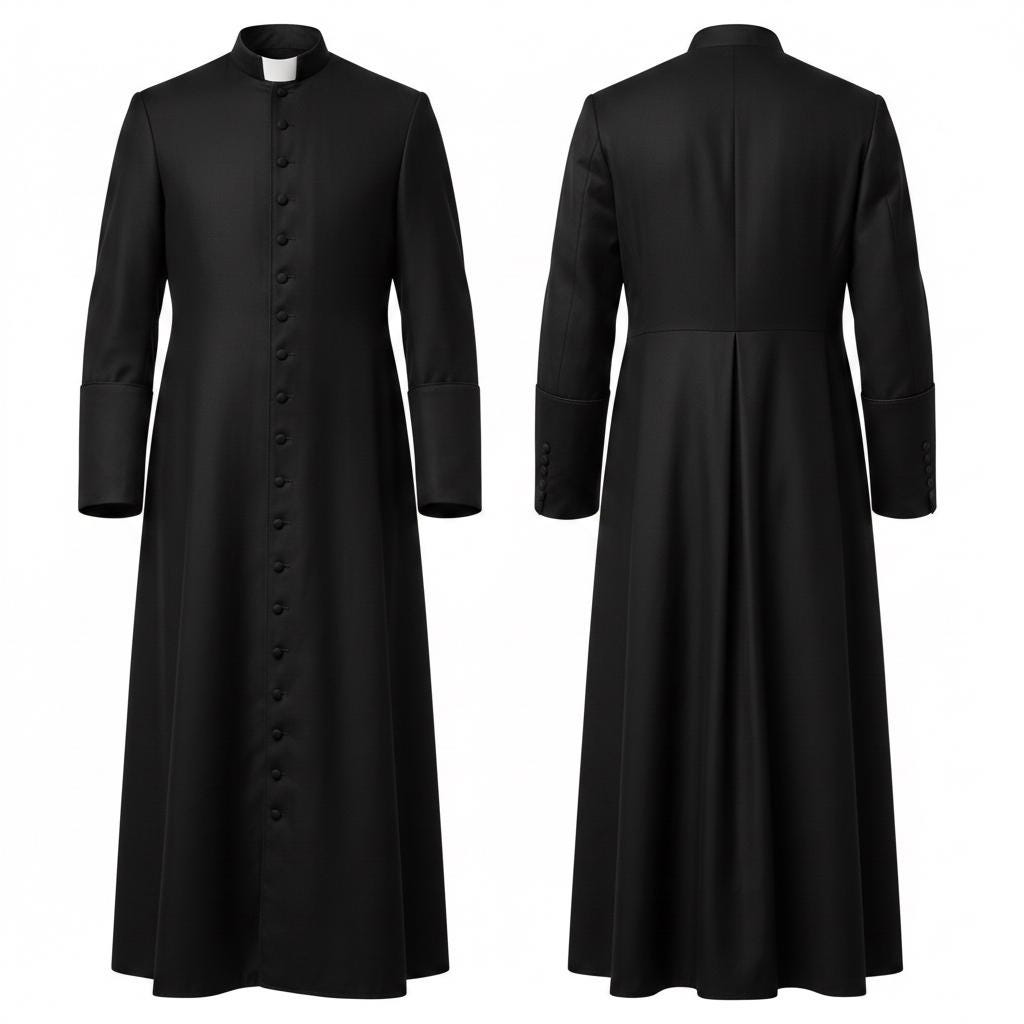 Men's Black Priest Cassock Robe - Catholic, Anglican, Orthodox Clergy