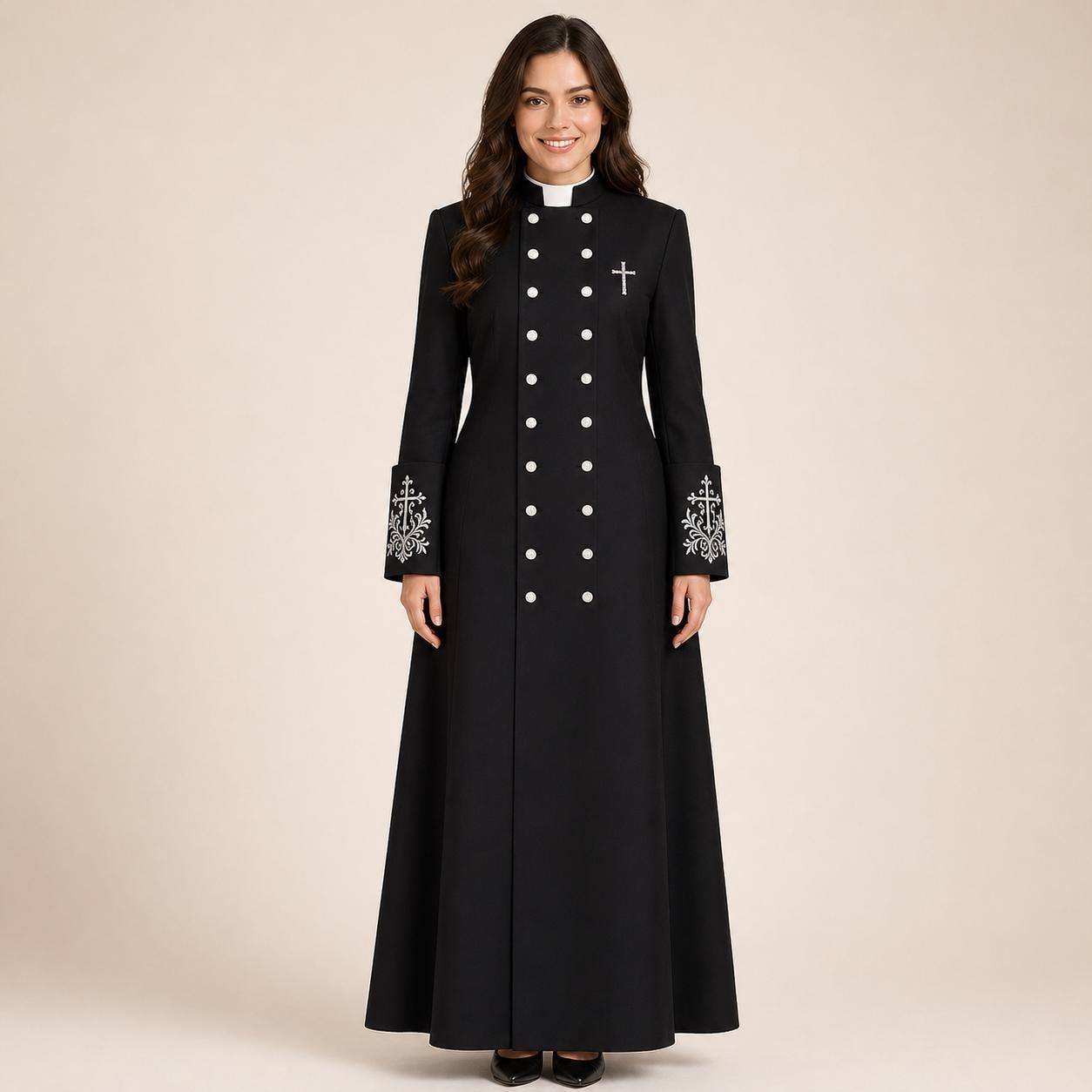 Embroidered Female Clergy Cassock Robe – Custom Women Pastor, Bishop ...