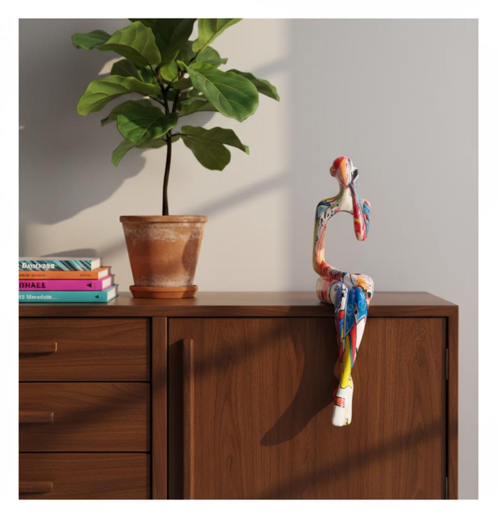 Graffiti Abstract Sitting Figurine Sculpture | Modern Pop Art Decor ...