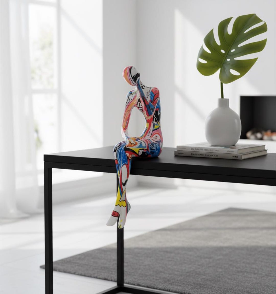 Graffiti Abstract Sitting Figurine Sculpture | Modern Pop Art Decor ...