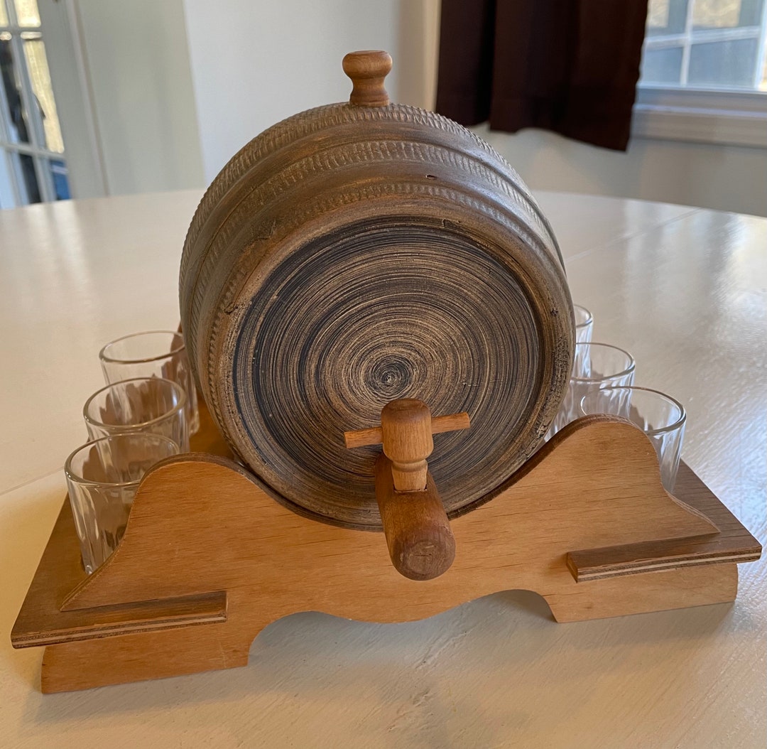 Vintage Shot Glass Set With Mini Keg Etsy