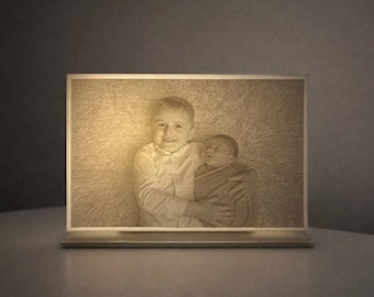 Panel fotográfico de litofanía impreso en 3D personalizado con soporte / Recuerdo personalizado