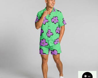 80s Memphis Hawaiian Shirt Retro 90s Button-Up Uni-sex Shirt for Beach Y2k Clothing Streetwear Vintage Queer Fashion