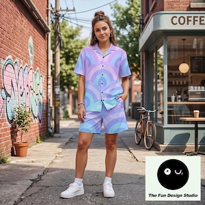 70s Memphis Hawaiian Shirt Retro 90s Button-Up Uni-sex Shirt for Beach Y2k Clothing Streetwear Vintage Queer Fashion