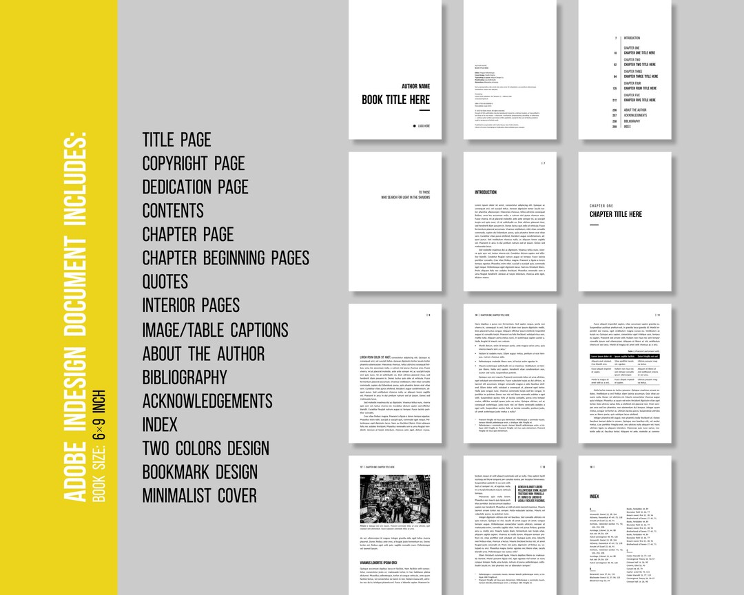 Book Design Template for Indesign | Minimal Book Layout | Editable ...