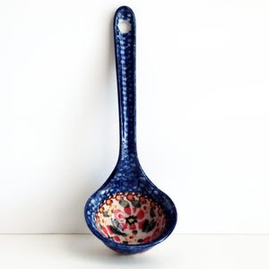 Ceramika Artystyczna 9" Polish Pottery Ladle Hand Painted "Hidden Sunflower"