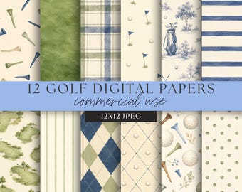 Carte digitali da golf 12x12 Scrapbook Regalo per la festa del papà Sfondi per sublimazione Junk Journal Creazione di biglietti Stampabili Artigianato