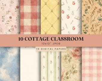Pacchetto di carte digitali "Ritorno a scuola" 12x12 / 10 carte per scrapbooking Coquette 300 DPI Download immediato JPEG