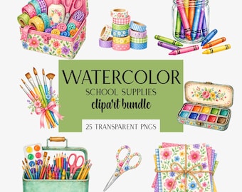 Pacchetto di clipart per materiali creativi: 25 immagini PNG trasparenti, cucito, arte, scrapbooking, download digitale.