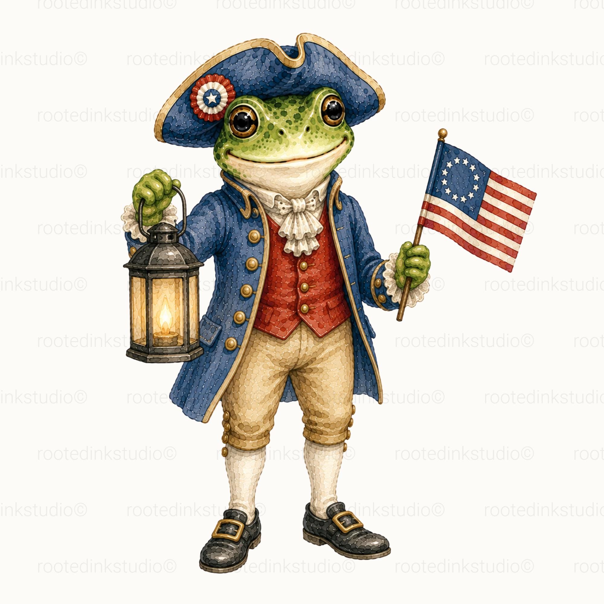 Frog Clipart Bundle Patriotic Colonial Frogs 18 PNG Transparent 4th of ...