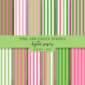 Färgglatt randigt digitalt papper, preppy scrapbookpapper, 12 utskrivbara mönster