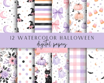 Halloween Digital Papers, Pastel Halloween Papers, Coquette Halloween Digital Paper, Cute Digital Paper