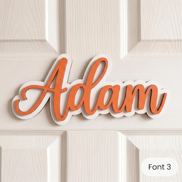 Personalised Wooden Kids Name Plaque, Custom Nursery Door Decor, 3D Bedroom Wall Art