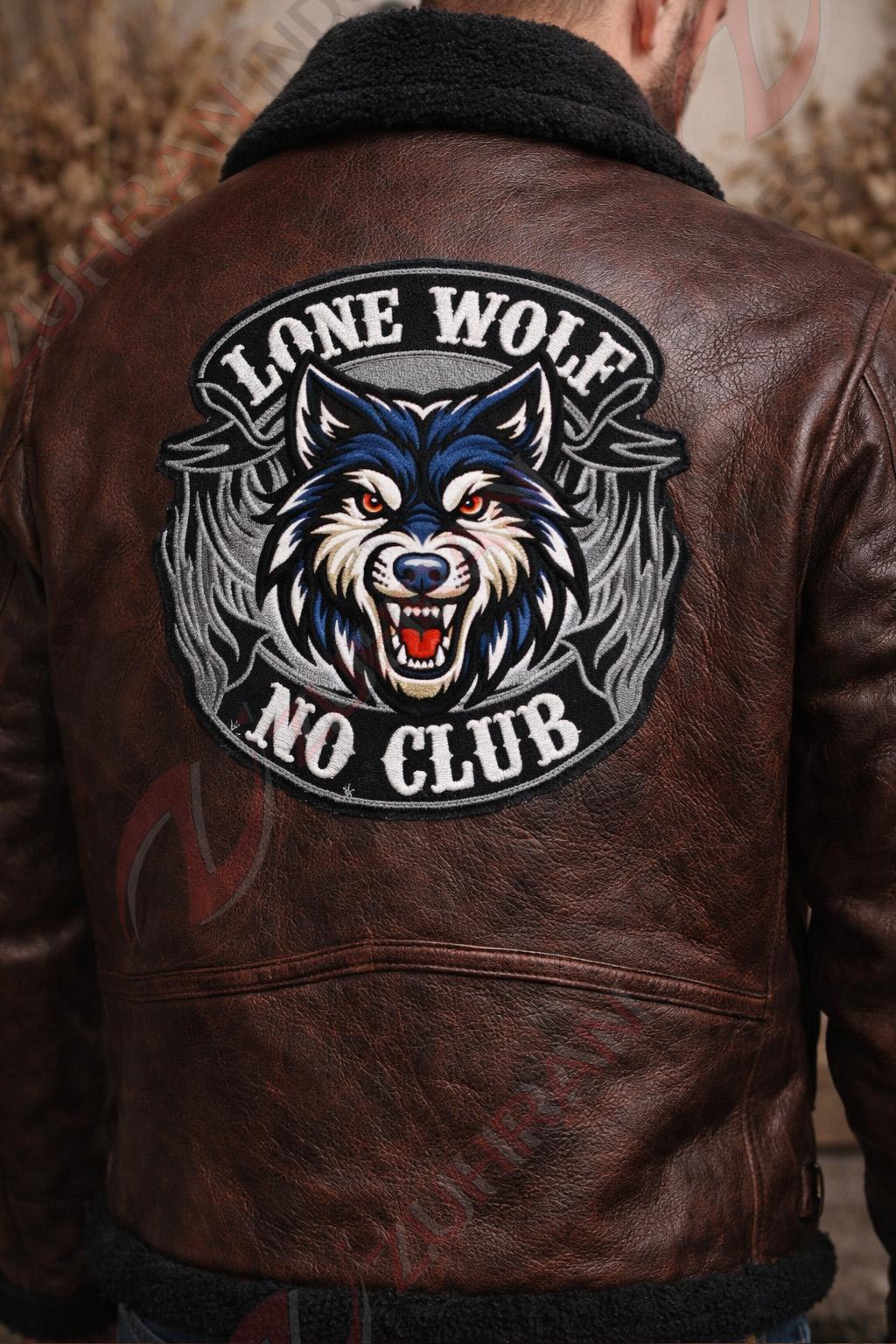 Handmade Embroidery Cowhide Leather Jacket, Black Fur Lined, Wolf