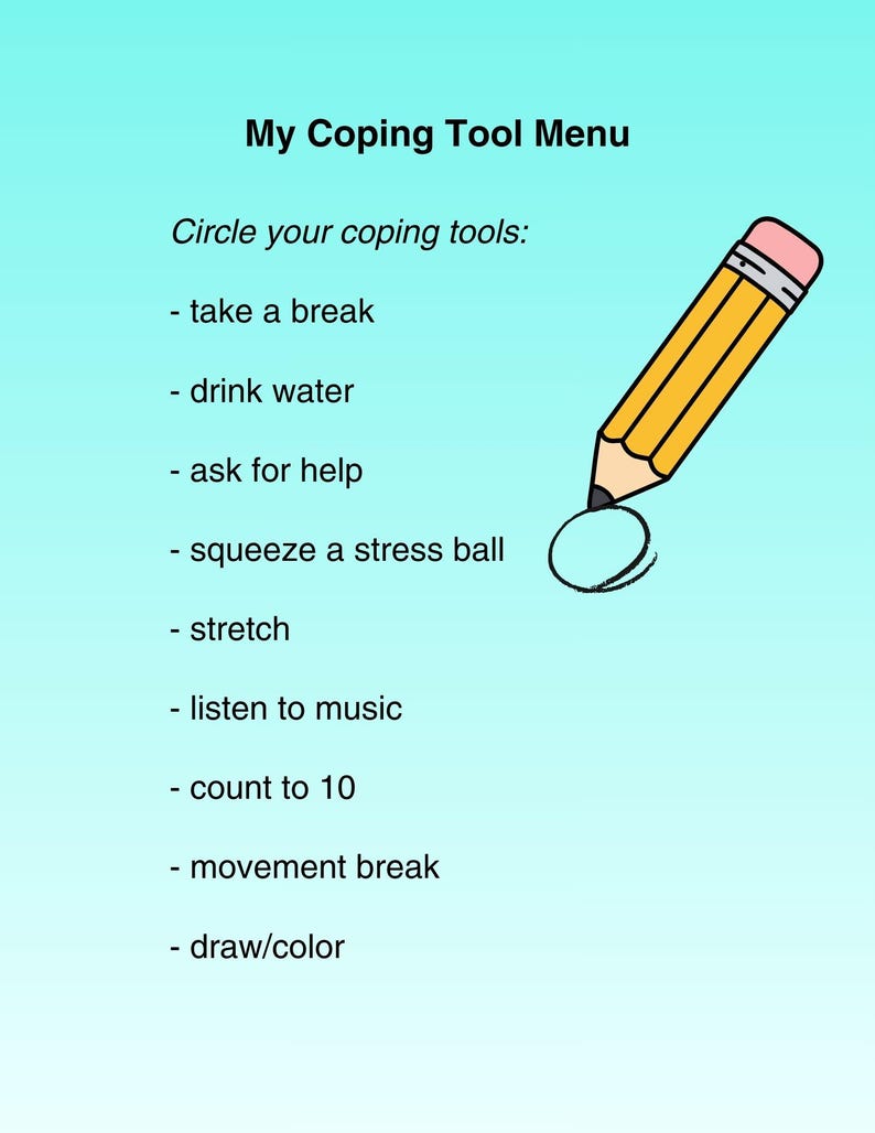 Coping Fream Calm Down Kit: My Coping Skills Workbook and Emotional Regulation Cards ...