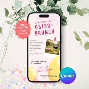 Conjunto de invitaciones digitales de Pascua | Plantilla personalizable de Canva | Invitación de WhatsApp, tarjeta para reservar la fecha, recordatorio y tarjeta de agradecimiento, búsqueda de huevos