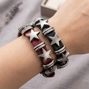Gotiskt stjärnarmband i konstläder: Vintage Y2K Punk Goth-armbandstillbehör