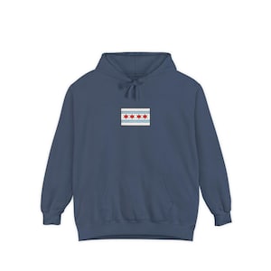Comfort Colors Chicago Flag Patch Hoodie | White Hoodie with Chicago Stars Design image 11