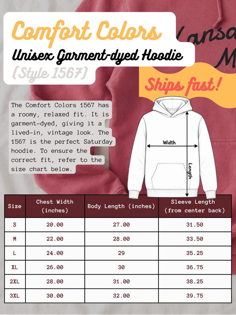 Comfort Colors Kansas City Mo. Skate Script Printed Hoodie | Est. 1850, City Pride Sweatshirt image 4
