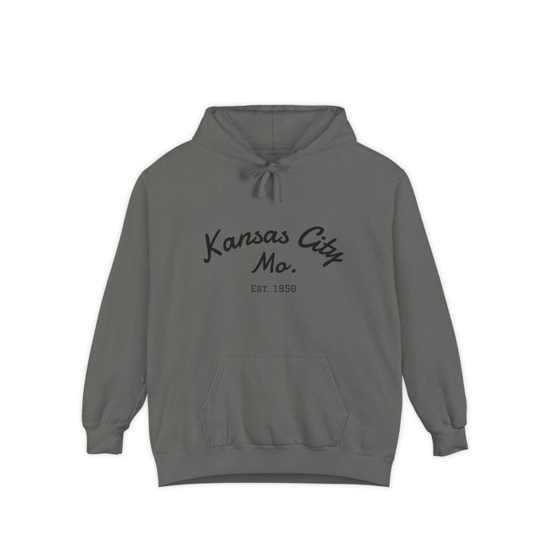 Comfort Colors Kansas City Mo. Skate Script Printed Hoodie | Est. 1850, City Pride Sweatshirt image 10