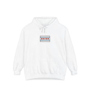 Comfort Colors Chicago Flag Patch Hoodie | White Hoodie with Chicago Stars Design image 8
