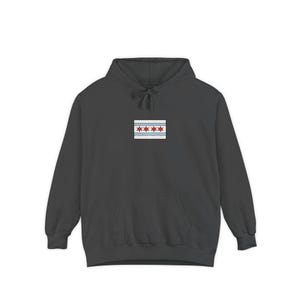 Comfort Colors Chicago Flag Patch Hoodie | White Hoodie with Chicago Stars Design image 9