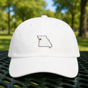 Embroidered Kansas City Love dad cap | Missouri State Outline with KC Heart hat image 1