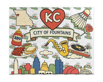 KC City of Fountains Puzzle | Kansas City Landmark Collage Jigsaw