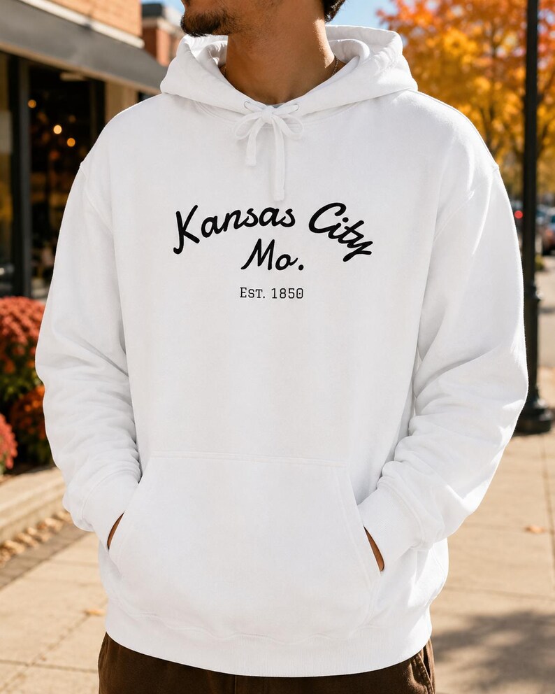 Comfort Colors Kansas City Mo. Skate Script Printed Hoodie | Est. 1850, City Pride Sweatshirt image 6