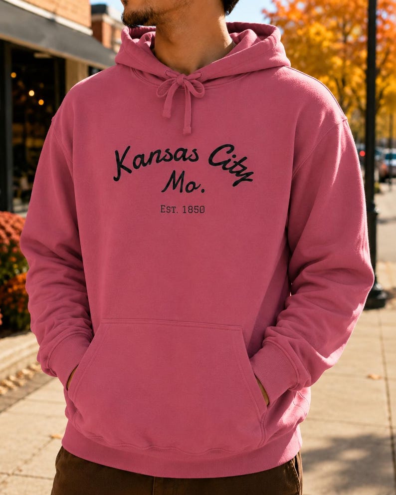 Comfort Colors Kansas City Mo. Skate Script Printed Hoodie | Est. 1850, City Pride Sweatshirt image 7
