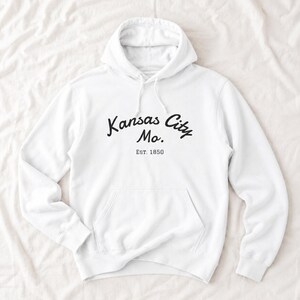 Comfort Colors Kansas City Mo. Skate Script Printed Hoodie | Est. 1850, City Pride Sweatshirt image 2