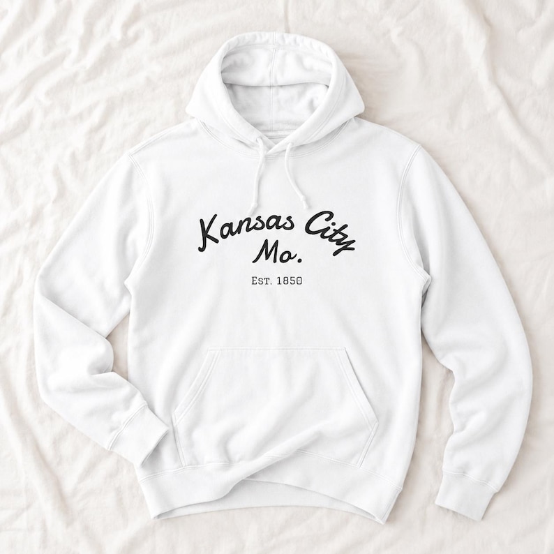 Comfort Colors Kansas City Mo. Skate Script Printed Hoodie | Est. 1850, City Pride Sweatshirt image 2