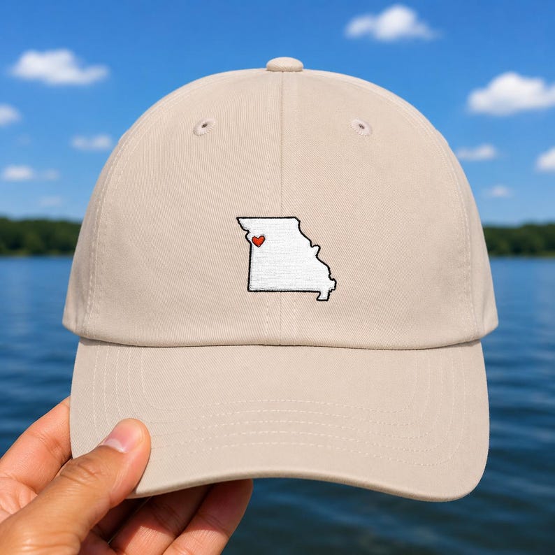 Embroidered Kansas City Love dad cap | Missouri State Outline with KC Heart hat image 2